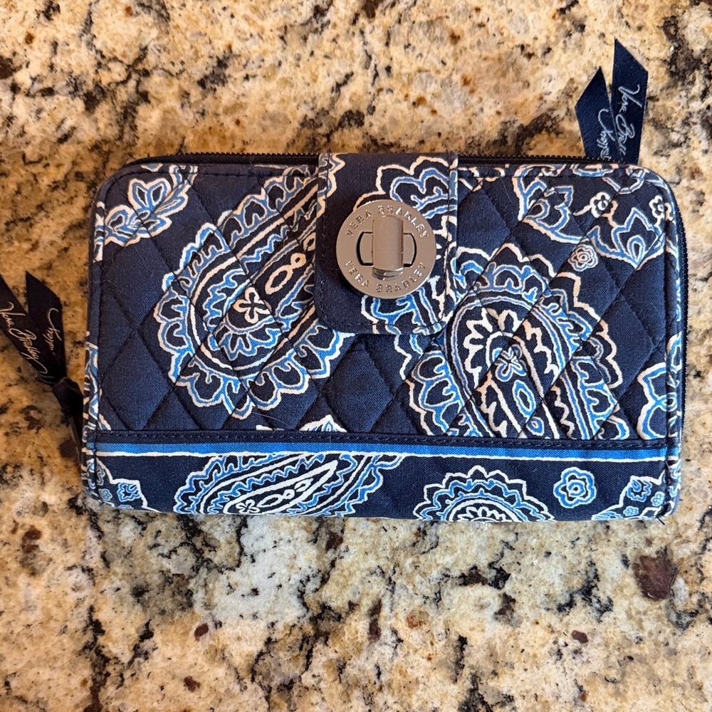 Vera Bradley turn lock wallet blue bandana pattern
